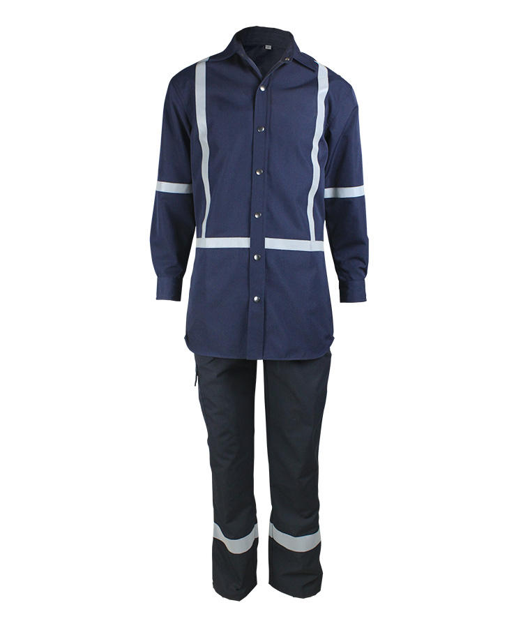 Navy Fireproof Anti Static Suits - YULONG SAFETY